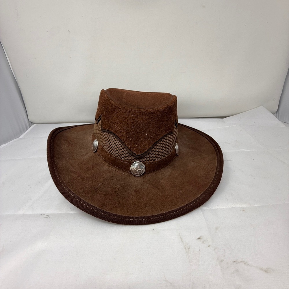 Head N Home Sierra Brown Suede Mesh Cowboy Hat Buffalo Nickel Conchos USA ML
